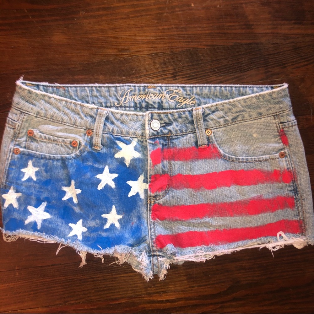 American Flag Jean Shorts